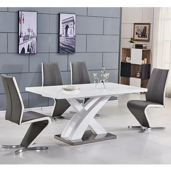 Axara Small Extendable Dining Table with 4 Gia Chairs - White