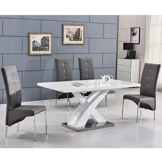 Axara Small Extendable Dining Table with 4 Vesta Chairs - White