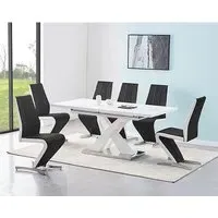 Axara Small Extendable Dining Table with 6 Gia Chairs - White