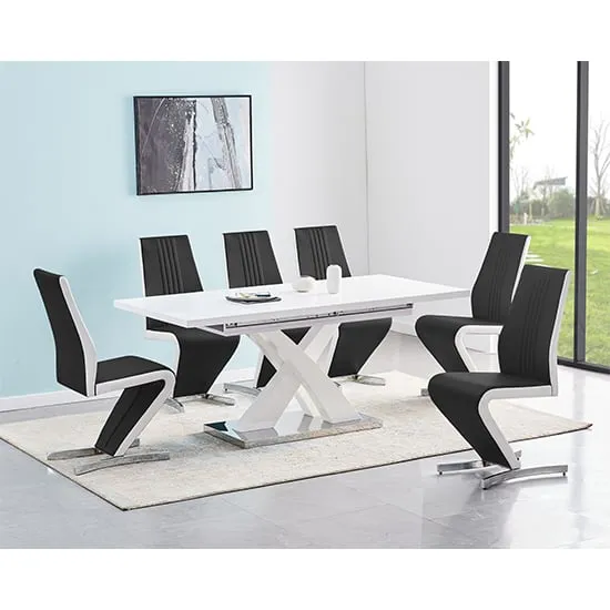 Axara Small Extendable Dining Table with 6 Gia Chairs - White