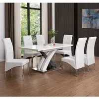 Axara Small Extendable Dining Table with 6 Vesta Chairs - Grey