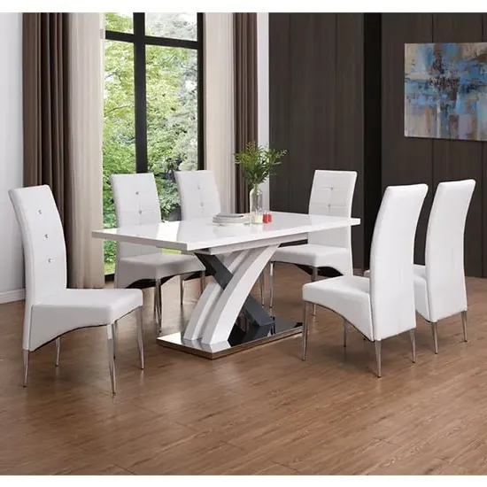 Axara Small Extendable Dining Table with 6 Vesta Chairs - Grey