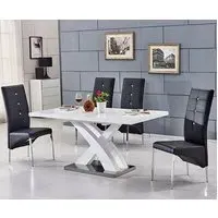 Axara Small Extendable Dining Table with 6 Vesta Chairs - White