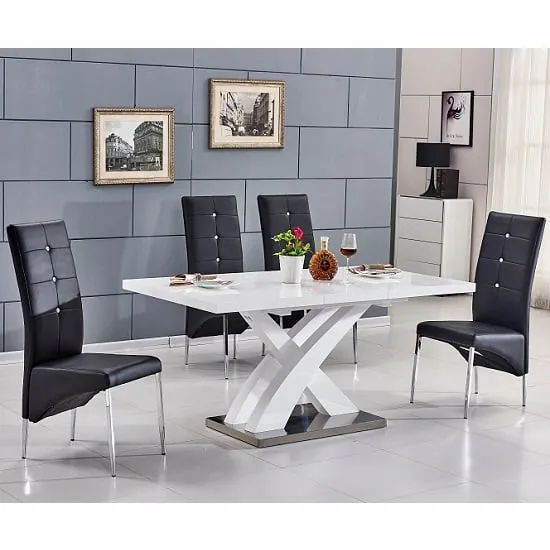 Axara Small Extendable Dining Table with 6 Vesta Chairs - White