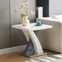 Axara Square Lamp Table - White, High Gloss