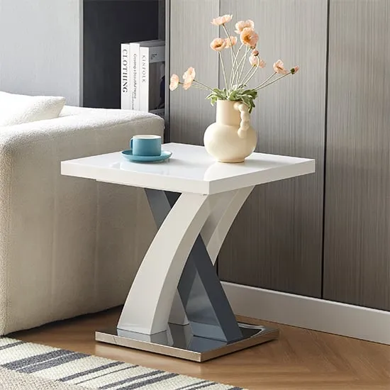 Axara Square Lamp Table - White, High Gloss image