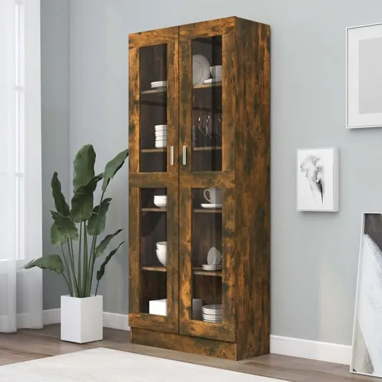 Axtan Display Cabinet with 2 Doors - Smoked Oak