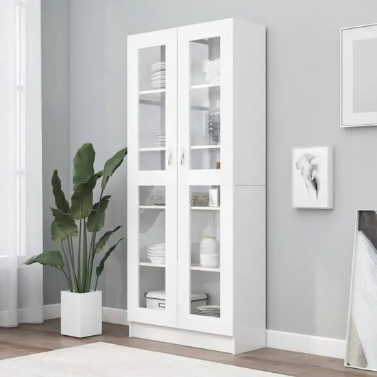 Axtan Display Cabinet with 2 Doors - White, Engineered Wood