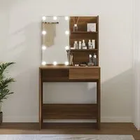 Axten Dressing Table with LED Lights - Brown Oak