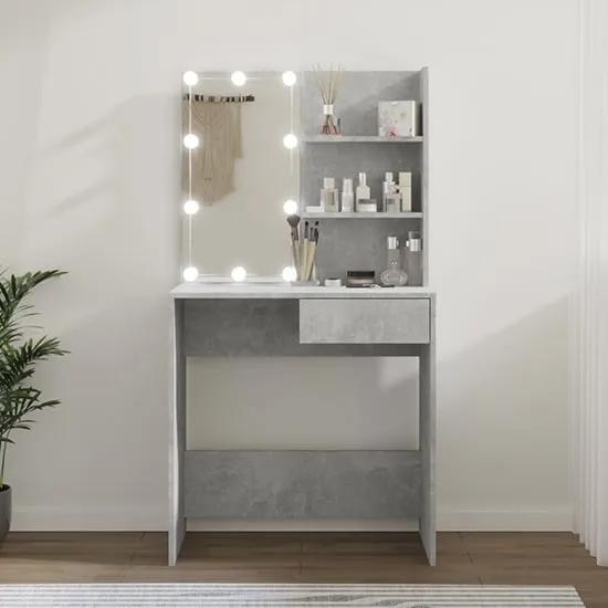 Axten Dressing Table with LED Lights - Concrete Effect