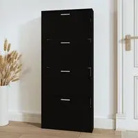 Axton Shoe Storage Cabinet with 4 Flaps - Black, Engineered Wood