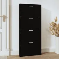 Axton Shoe Storage Cabinet with 4 Flaps - Black, Engineered Wood alternate view