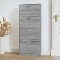 Axton Shoe Storage Cabinet with 4 Flaps - Grey Oak, Engineered Wood