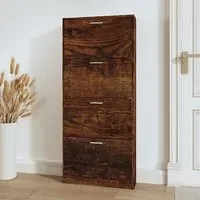 Axton Shoe Storage Cabinet with 4 Flaps - Smoked Oak, Engineered Wood