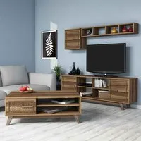 Ayla Entertainment Unit with Coffee Table Set - Walnut, Melamine alternate view