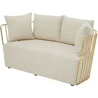 Azaltro 2-Seater Sofa with Gold Frame - Natural, Fabric