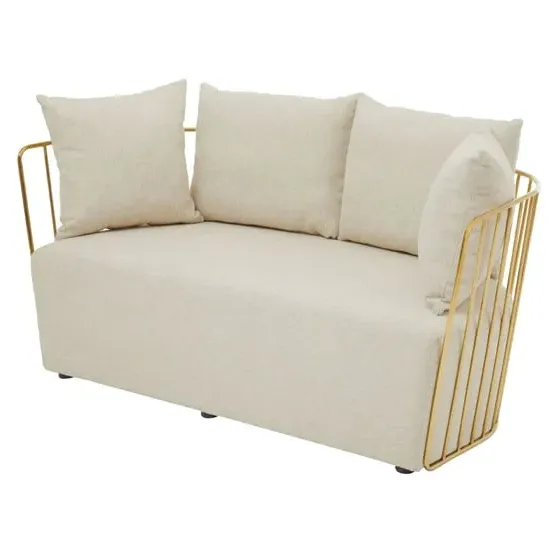 Azaltro 2-Seater Sofa with Gold Frame - Natural, Fabric