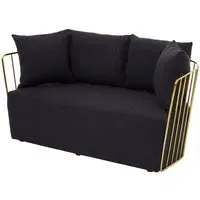 Azaltro 2-Seater Sofa with Pillows - Black, Fabric