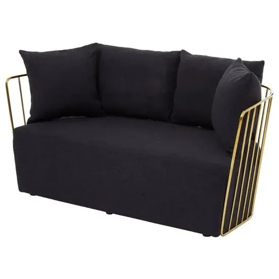 Azaltro 2-Seater Sofa with Pillows - Black, Fabric