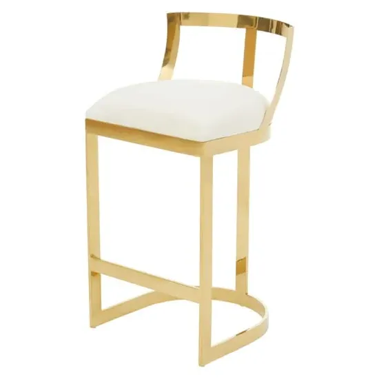Azaltro Bar Chair with Backrest - Ivory, Velvet