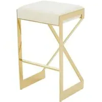 Azaltro Bar Stool with Footrest - Ivory, Velvet