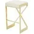 Azaltro Bar Stool with Footrest - Ivory, Velvet
