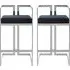 Azaltro Bar Stools with Silver Frame - Black, Velvet