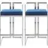Azaltro Bar Stools with Silver Frame - Blue, Velvet