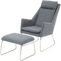 Azaltro Bedroom Chair with Footstool - Grey, Velvet