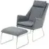 Azaltro Bedroom Chair with Footstool - Grey, Velvet