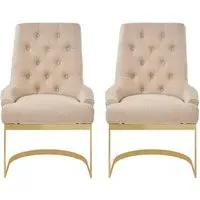 Azaltro Dining Chairs with Button Tufting - Natural, Linen