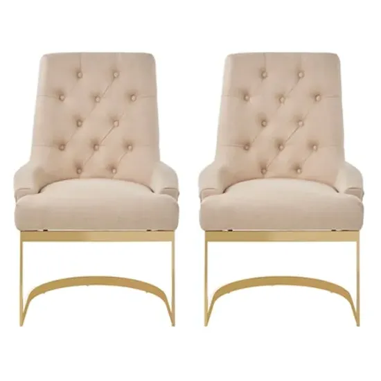 Azaltro Dining Chairs with Button Tufting - Natural, Linen