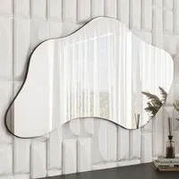 Azeila Wavy Organic Wall Mirror - Black, MDF alternate view