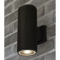 Azha Outdoor Up Down Wall Light - Black, Clear Glass