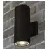 Azha Outdoor Up Down Wall Light - Black, Clear Glass