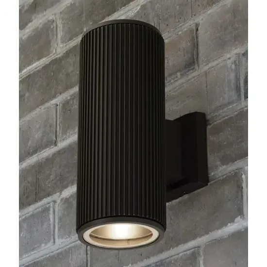 Azha Outdoor Up Down Wall Light - Black, Clear Glass image