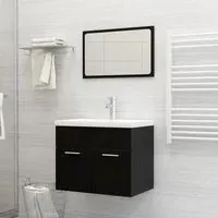 Aztec 2 Piece Bathroom Furniture Set - Black, Engineered Wood