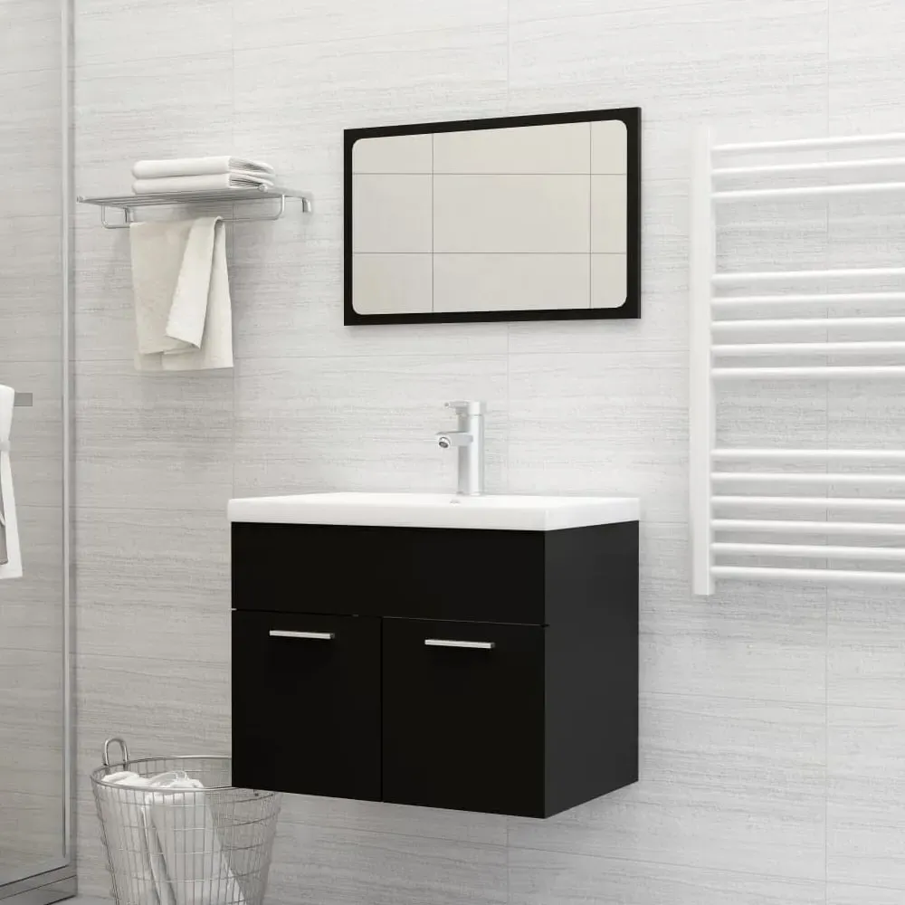 Aztec 2 Piece Bathroom Furniture Set - Black, Engineered Wood image