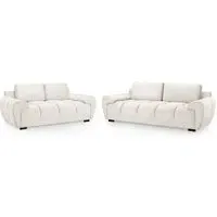 Aztec 3+2 Seater Sofa Set - Cream, Plush Velvet