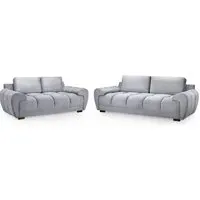 Aztec 3+2 Seater Sofa Set - Grey, Plush Velvet