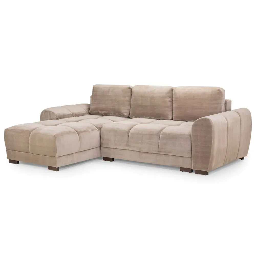 Aztec Corner Sofa Bed - Mocha, Plush Velvet