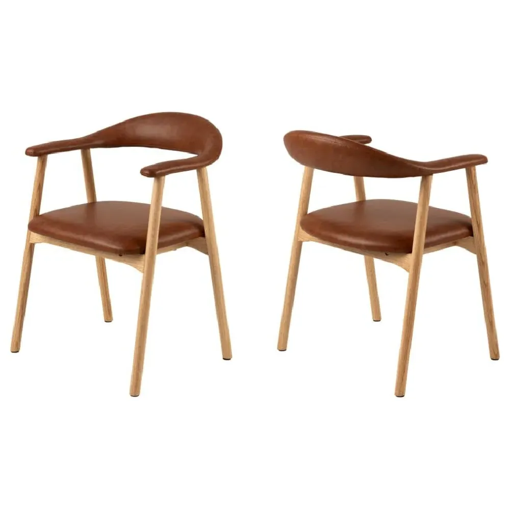 Aztec Dining Chairs Set of 2 - Brown, PU Leather image