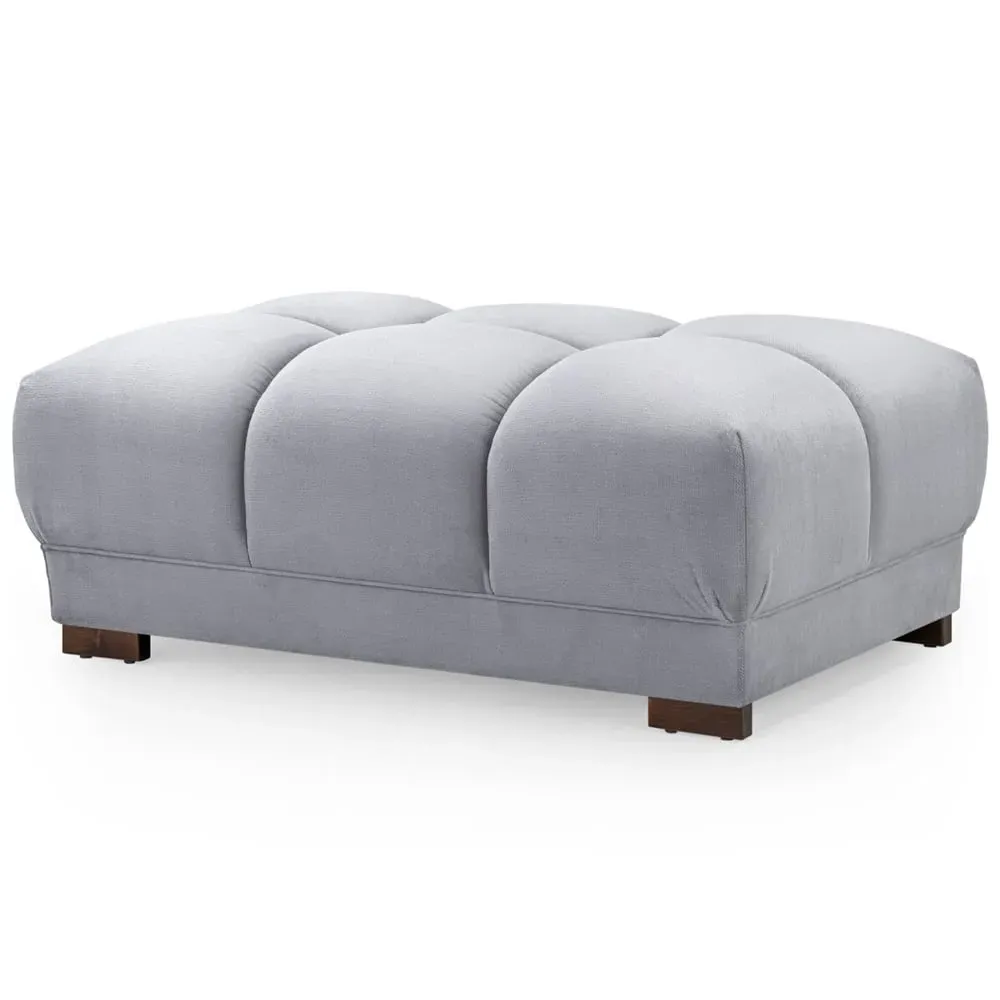 Aztec Foot Stool - Grey, Velvet