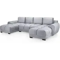 Aztec U-Shaped Corner Sofa - Grey, Plush Velvet