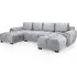 Aztec U-Shaped Corner Sofa - Grey, Plush Velvet