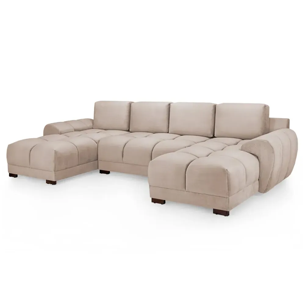 Aztec U-Shaped Corner Sofa - Mocha, Plush Velvet