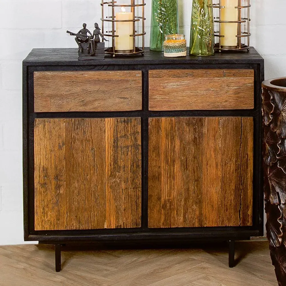 Aztec Wooden Sideboard with 2 Doors Drawers - Natural image