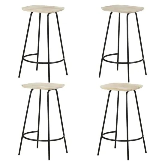 Azul Set of 4 Bar Stools with Footrests - Natural, Mango Wood image