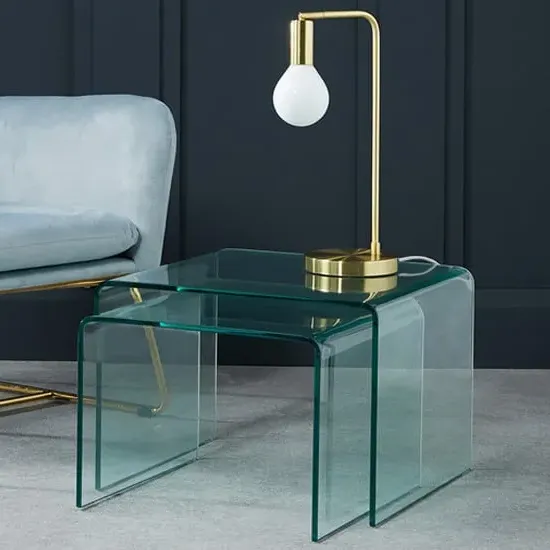 Azure Curved Nest of 2 Tables - Clear, Glass product
