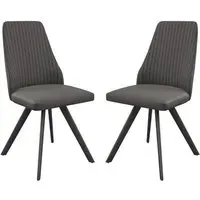 Azure Dining Chairs - Dark Grey, Faux Leather